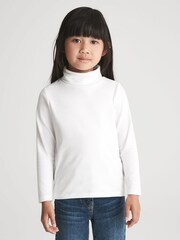 Reiss Ivory Carey 9-14 yrs Cotton Blend Roll Neck Top - Image 3 of 8