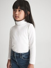 Reiss Ivory Carey 9-14 yrs Cotton Blend Roll Neck Top - Image 6 of 8