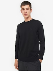 Barbour® Black Mens 100% Cotton Pima Crew Neck Jumper - Image 2 of 6