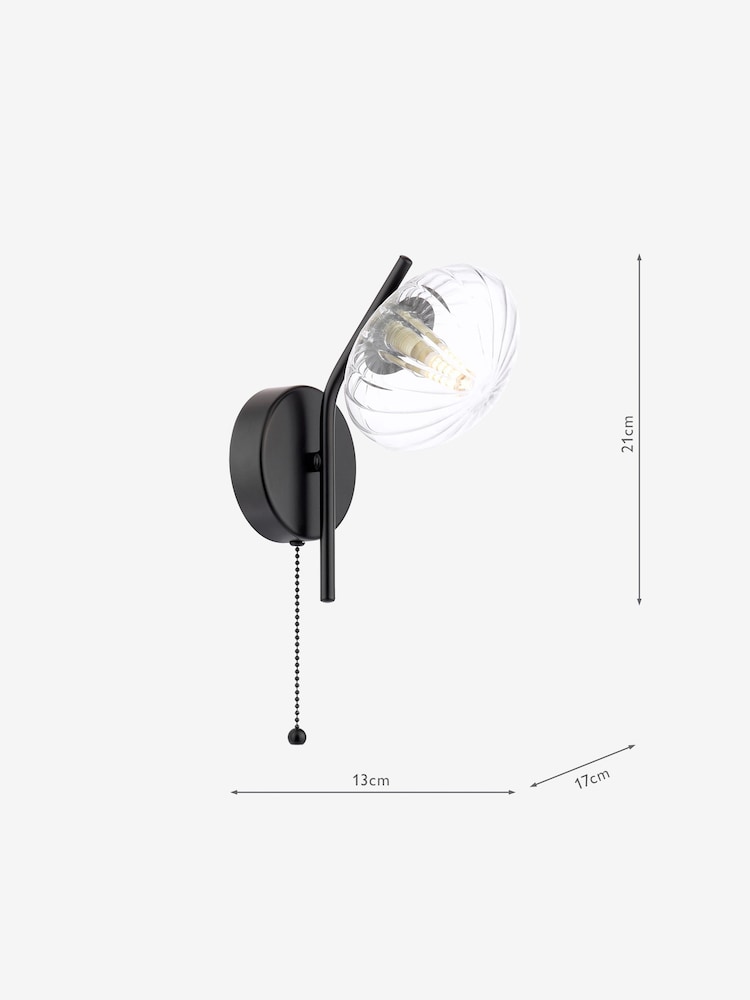 Dar Lighting Matt Black & Glass Ede Wall Light - Image 6 of 6