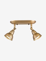 Dar Lighting Aged Brass Nathaniel 2lt Plate Spotlight - Image 2 of 6