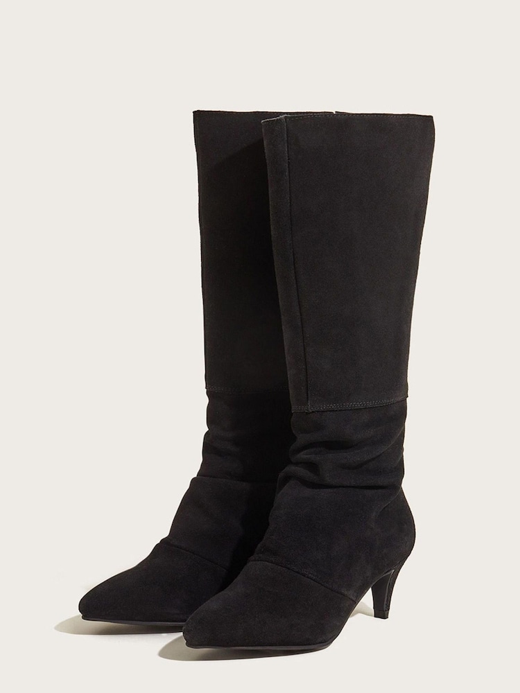 Monsoon Black Long Slouch Suede Boots - Image 1 of 2