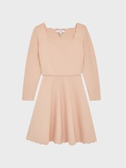 Reiss Pale Pink Marnie Senior Square Neck Knitted Dress - Image 2 of 5