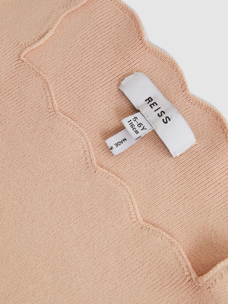 Reiss Pale Pink Marnie Senior Square Neck Knitted Dress - Image 5 of 5