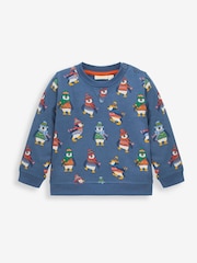 JoJo Maman Bébé Blue Penguin Print Sweatshirt - Image 1 of 2