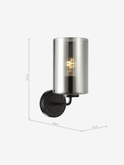 Dar Lighting Satin Black & Smoked Ribbed Glass Daylin Wall Light - Image 4 of 5