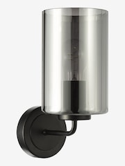 Dar Lighting Satin Black & Smoked Ribbed Glass Daylin Wall Light - Image 5 of 5