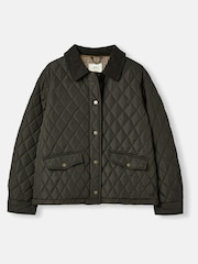 Joules Arlington Green Showerproof Diamond Quilted Jacket - Image 1 of 7