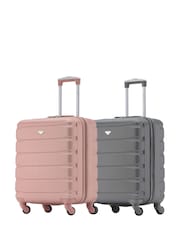 Flight Knight Rose Gold/Charcoal EasyJet 56x45x25cm Overhead 4 Wheel ABS Hard Case Cabin Carry On Suitcase Set Of 2 - Image 1 of 8