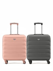 Flight Knight Rose Gold/Charcoal EasyJet 56x45x25cm Overhead 4 Wheel ABS Hard Case Cabin Carry On Suitcase Set Of 2 - Image 2 of 8