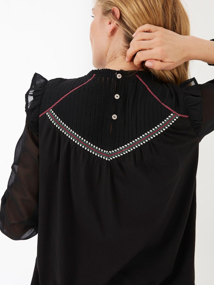 FatFace Ruby Embroidered Black Top - Image 2 of 3