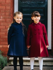 Trotters London Red Burgundy Classic Wool Coat - Image 2 of 6