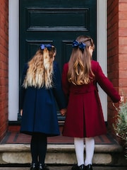 Trotters London Red Burgundy Classic Wool Coat - Image 3 of 6