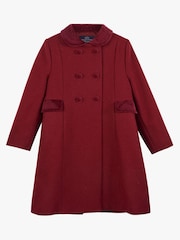 Trotters London Red Burgundy Classic Wool Coat - Image 4 of 6