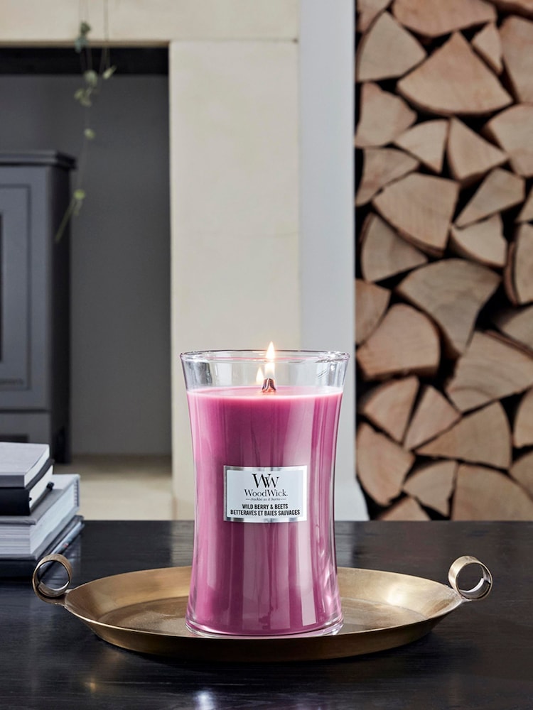 Woodwick Purple Large Hourglass Wild Berry And Beets Candle - Image 1 of 2