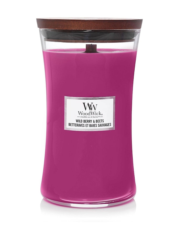 Woodwick Purple Large Hourglass Wild Berry And Beets Candle - Image 2 of 2