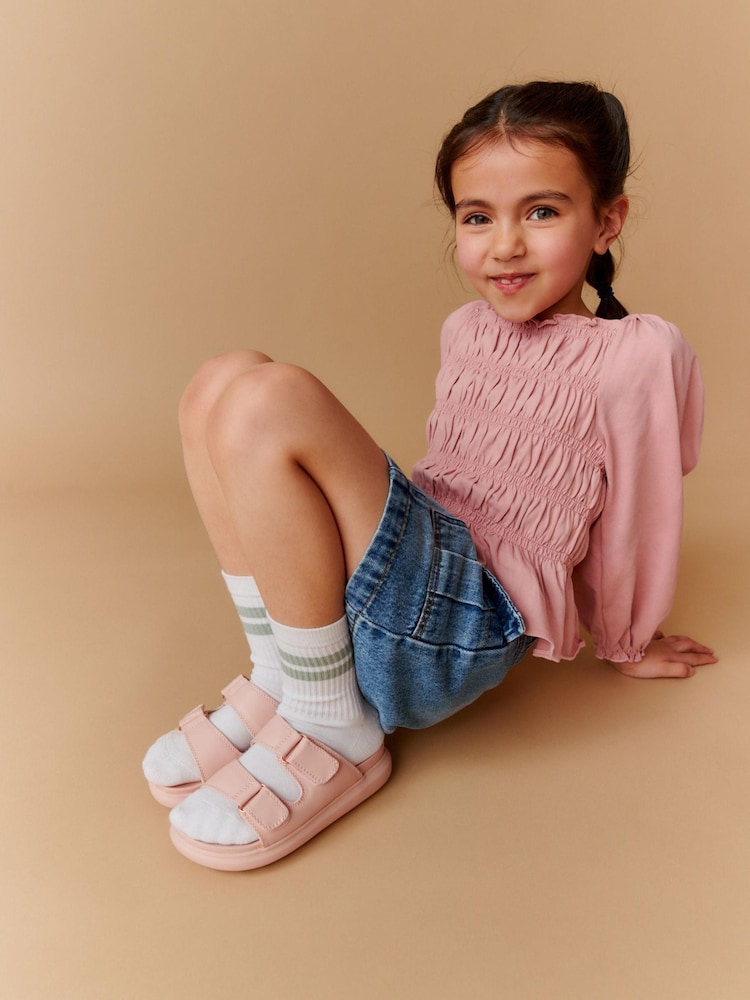 Nude Pink Chunky Double Strap Sandals - Image 1 of 7 Nude Pink Chunky Double Strap Sandals - Image 1 of 7