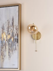 Dar Lighting Satin Gold & Amber Glass Ede Wall Light - Image 2 of 6