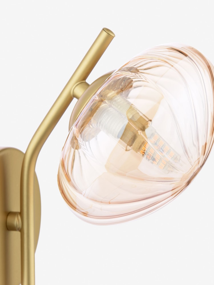 Dar Lighting Satin Gold & Amber Glass Ede Wall Light - Image 6 of 6