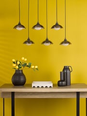 Dar Lighting Satin Black & Smoked Glass Kadience 6lt Bar Pendant - Image 2 of 6