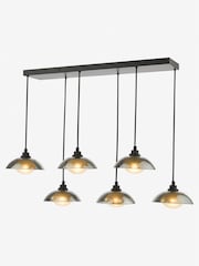 Dar Lighting Satin Black & Smoked Glass Kadience 6lt Bar Pendant - Image 3 of 6