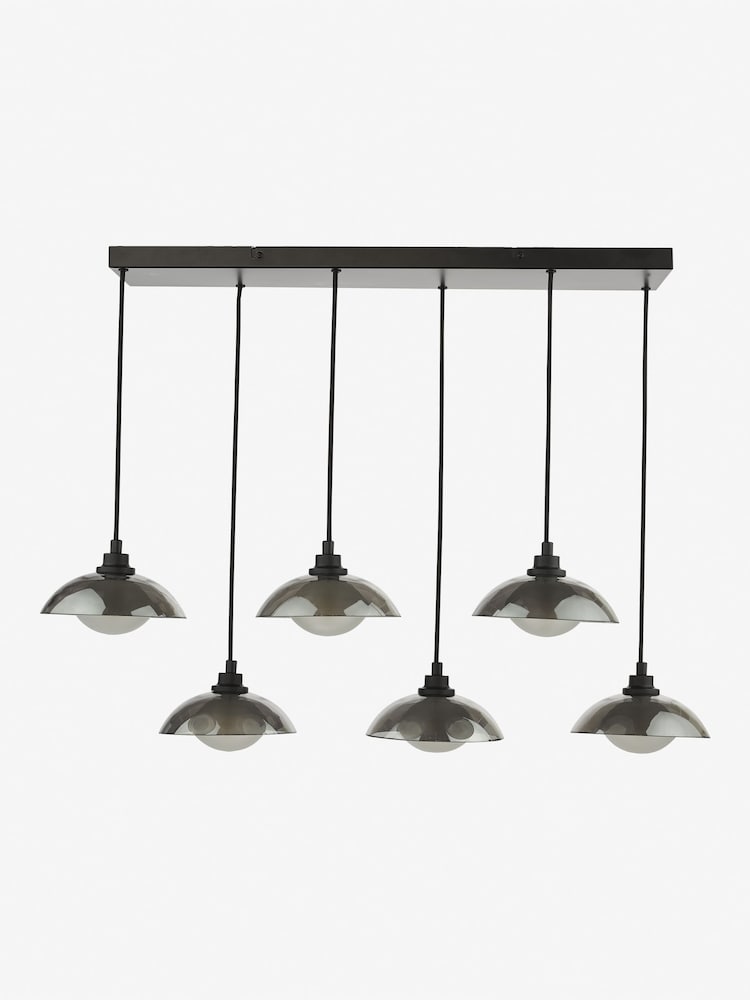 Dar Lighting Satin Black & Smoked Glass Kadience 6lt Bar Pendant - Image 6 of 6 Dar Lighting Satin Black & Smoked Glass Kadience 6lt Bar Pendant - Image 6 of 6