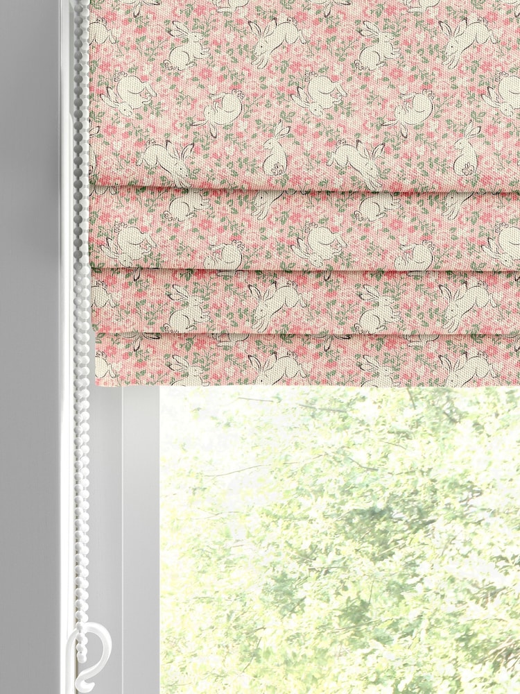 Cath Kidston Pink Kids Jumping Bunnies Made To Measure Roman 100% Cotton Blinds - Image 2 of 6