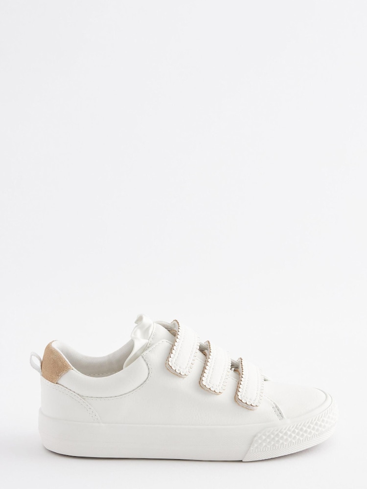 White Scallop Detail Standard Fit (F) Touch Fastening Trainers - Image 1 of 5