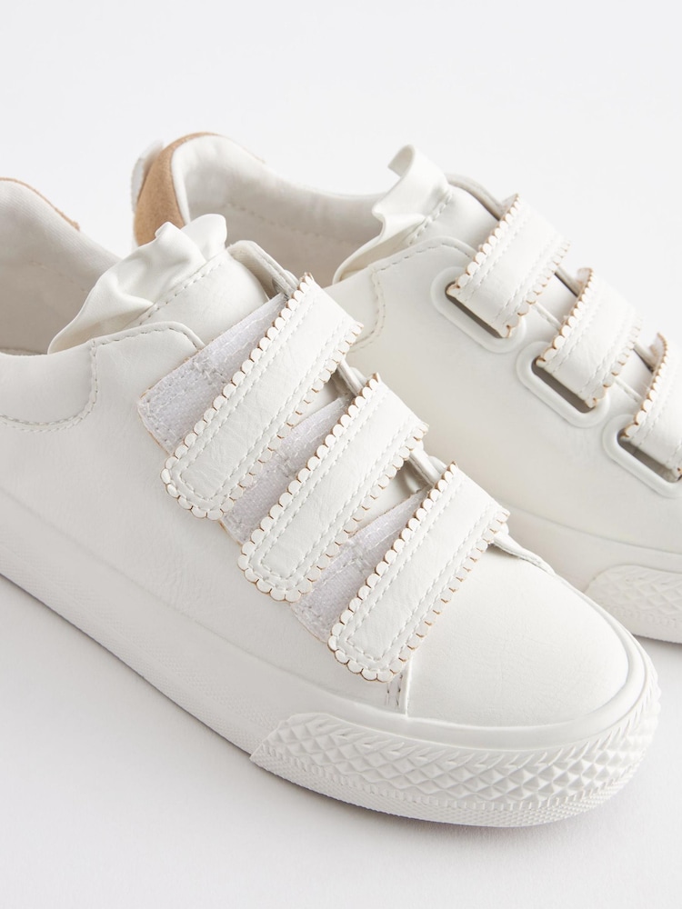 White Scallop Detail Standard Fit (F) Touch Fastening Trainers - Image 2 of 5 White Scallop Detail Standard Fit (F) Touch Fastening Trainers - Image 2 of 5
