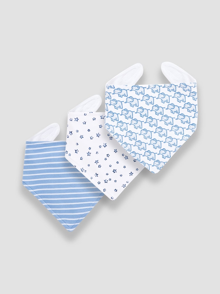 Babyblau - Jojo Maman Bébé 3er Baby-Lätzchen aus Baumwolle - Bild 1 von 4