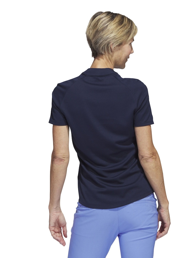 adidas Golf Blue Textured Polo Shirt - Image 2 of 7