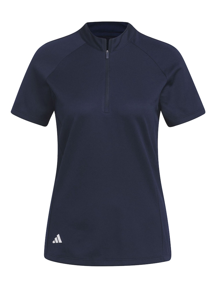 adidas Golf Blue Textured Polo Shirt - Image 7 of 7