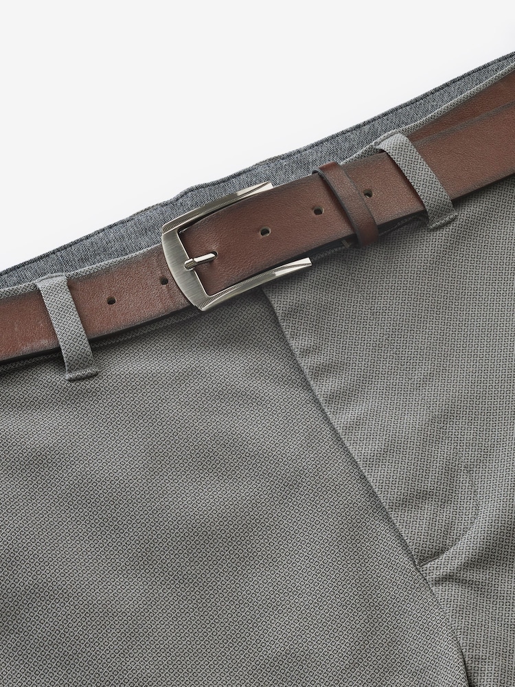 Grijs - Slim Fit - Zachte chino met print en riem - Image 5 of 8