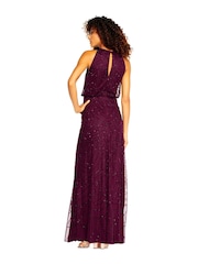 Adrianna Papell Red Beaded Halter Gown - Image 2 of 4