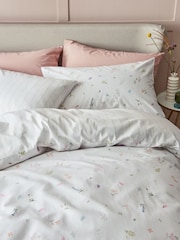 White Petal 100% Cotton Printed Duvet Cover and Pillowcase Set - Image 2 of 4