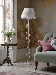 Shabby Chic by Rachel Ashwell® White Distressed Floral Floor Lamp - Image 2 of 4