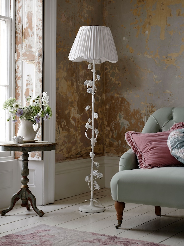 Shabby Chic by Rachel Ashwell® White Distressed Floral Floor Lamp - Image 2 of 4