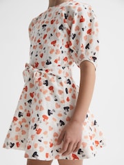 Reiss Ivory Print Freeda 4-9 yrs Heart Print Linen Mini Dress - Image 4 of 6