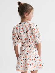 Reiss Ivory Print Freeda 4-9 yrs Heart Print Linen Mini Dress - Image 5 of 6