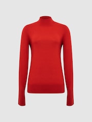 Reiss Red Sasha Merino Wool Split Sleeve Jumper - Image 2 of 7