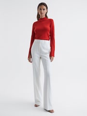 Reiss Red Sasha Merino Wool Split Sleeve Jumper - Image 3 of 7
