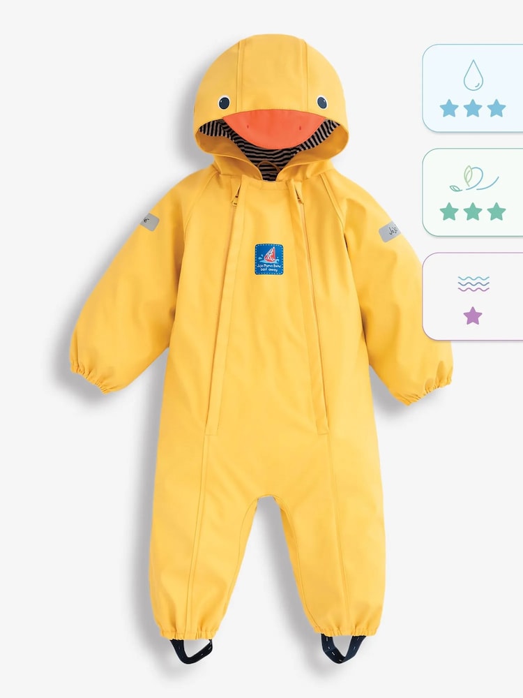 JoJo Maman Bébé Yellow Duck Lined Waterproof Puddle Suit - Image 2 of 3