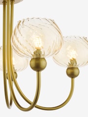 Dar Lighting Satin Gold & Champagne Ribbed Glass Cognac 5lt Semi Flush - Image 6 of 6