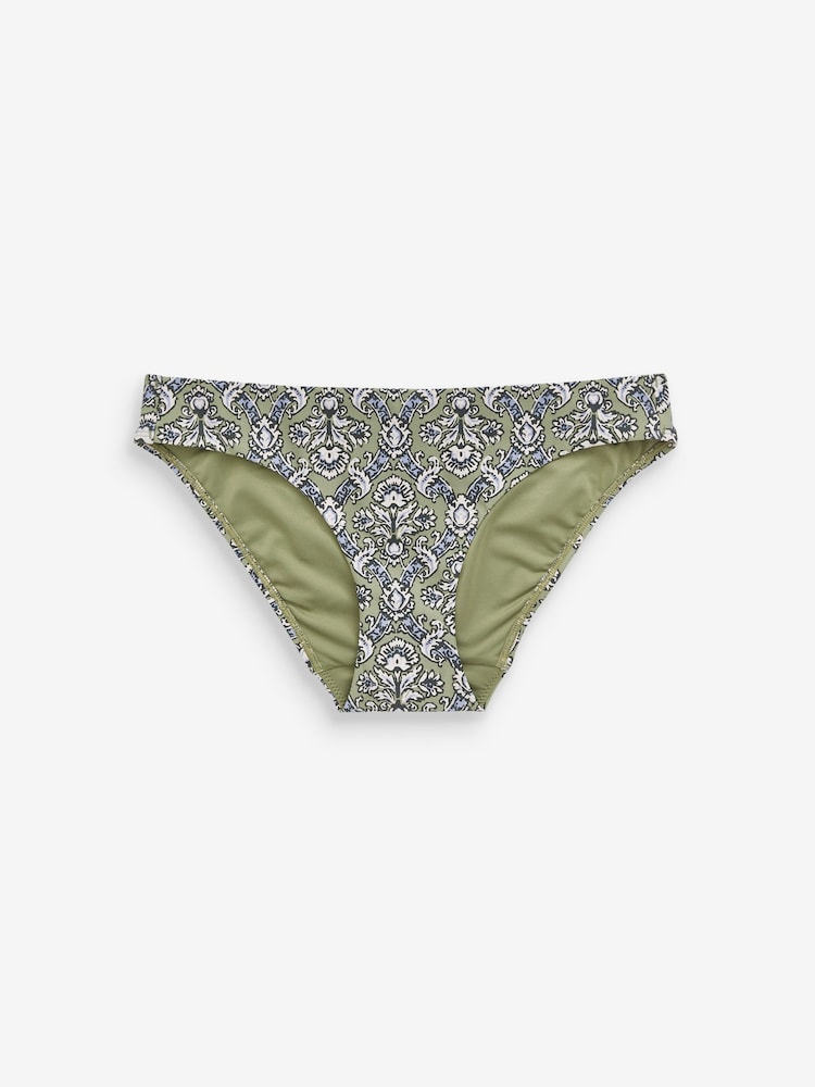 Green Woodblock High Leg Tummy Control Bikini Bottoms - Image 5 of 5