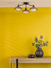 Dar Lighting Satin Black & Smoked Glass Kadience 3lt Semi Flush - Image 2 of 6