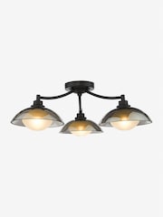Dar Lighting Satin Black & Smoked Glass Kadience 3lt Semi Flush - Image 3 of 6