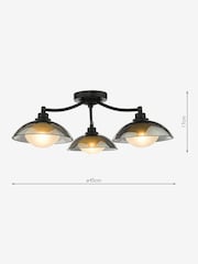 Dar Lighting Satin Black & Smoked Glass Kadience 3lt Semi Flush - Image 4 of 6