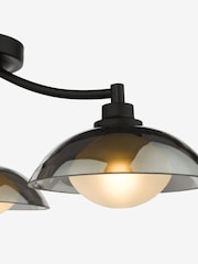 Dar Lighting Satin Black & Smoked Glass Kadience 3lt Semi Flush - Image 6 of 6