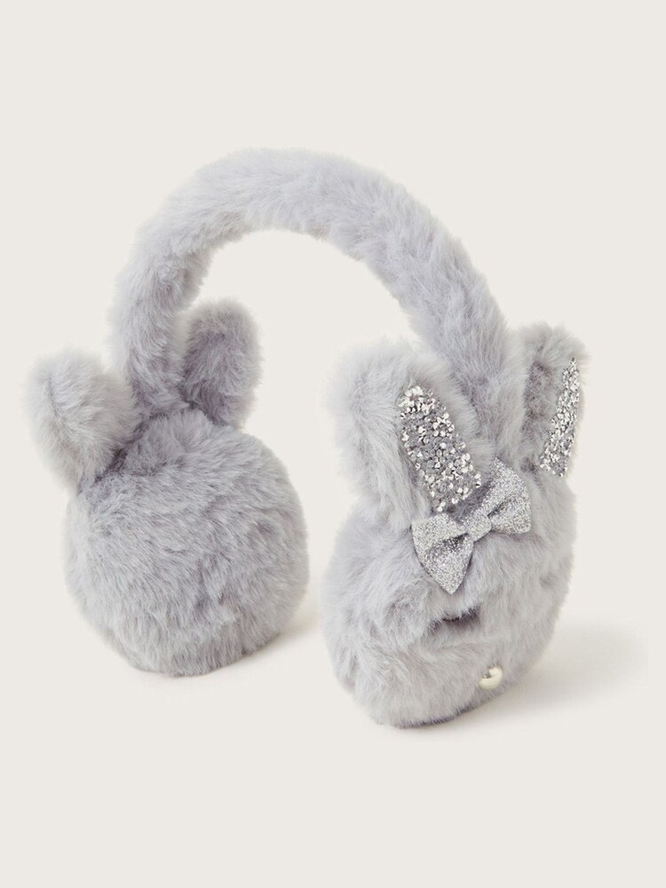 Monsoon Grey Bunny Ear Muffs - Image 1 of 2
