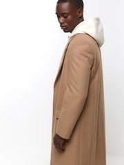 River Island Brown Premium Wool Overcoat - Image 2 of 4